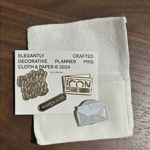 Cloth & Paper Decorative Planner Pins Set in Gold and Silver